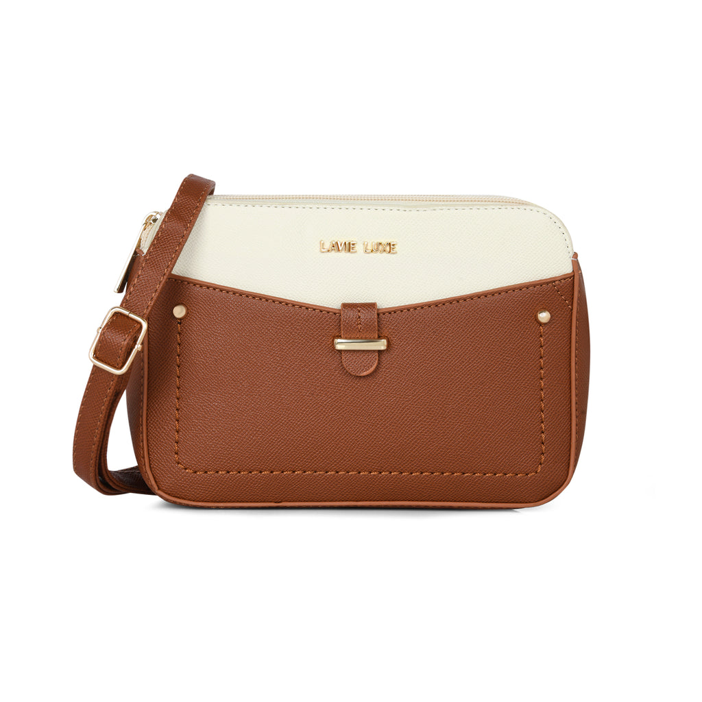 Lavie Luxe Tan Medium Women's Rise 4c Box Sling Bag