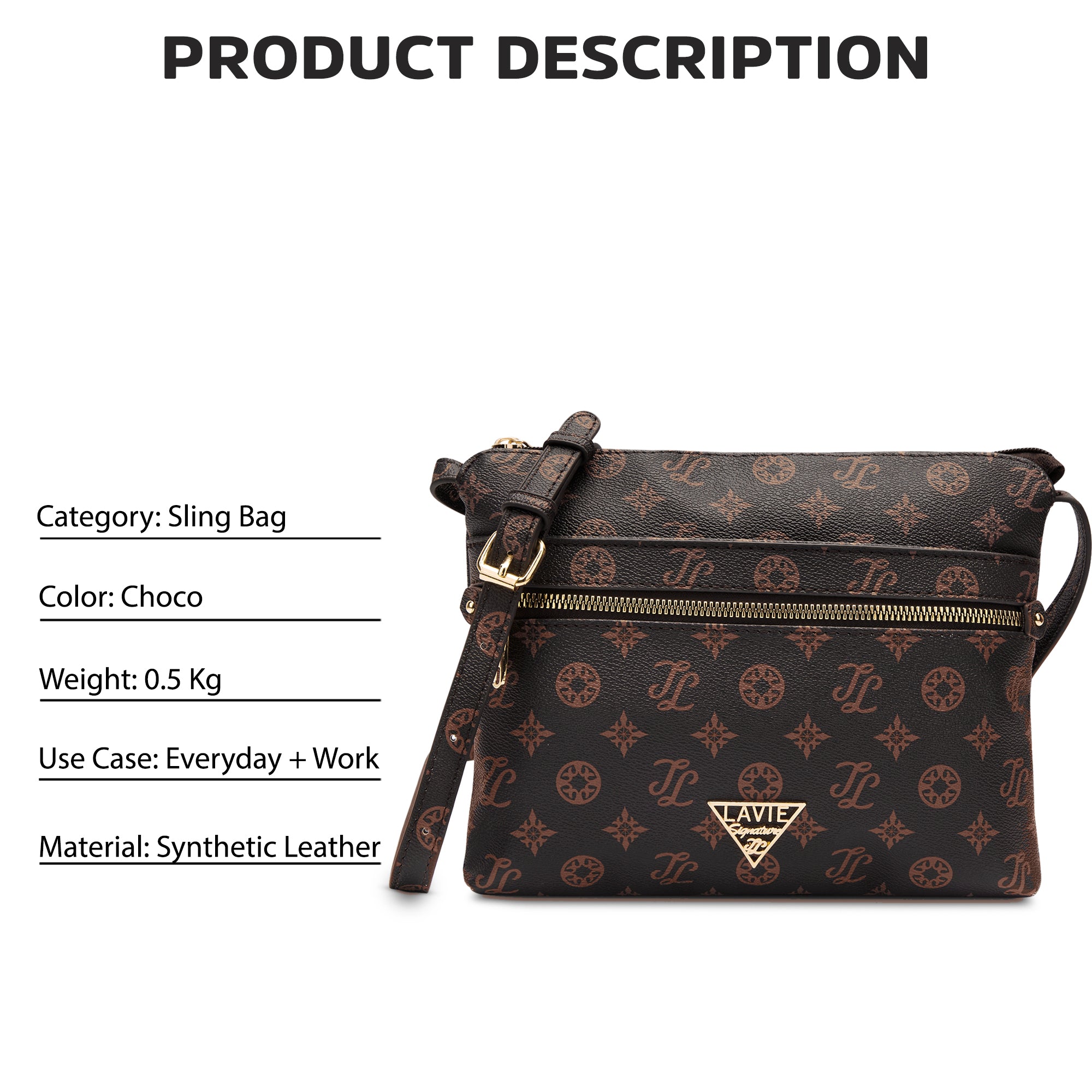 Lavie Signature Seattle Small Choco Womens Sling Bag