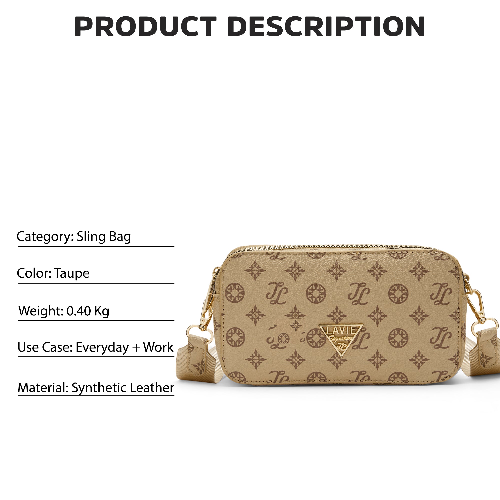 Lavie Signature Hawaii Small Taupe Womens Sling Bag
