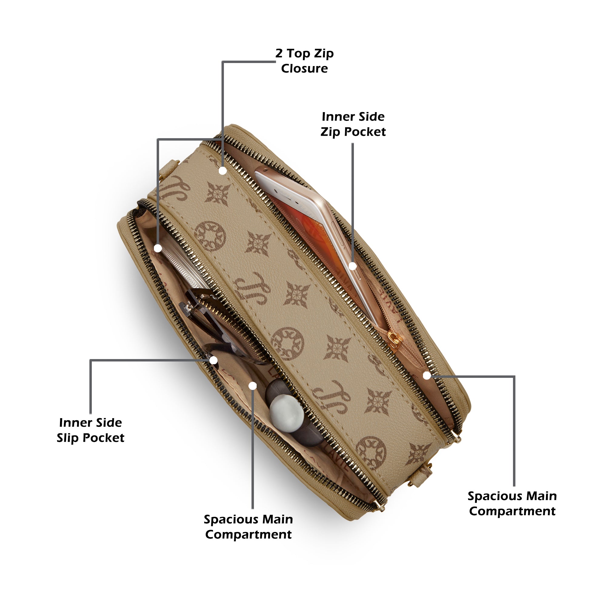 Lavie Signature Hawaii Small Taupe Womens Sling Bag