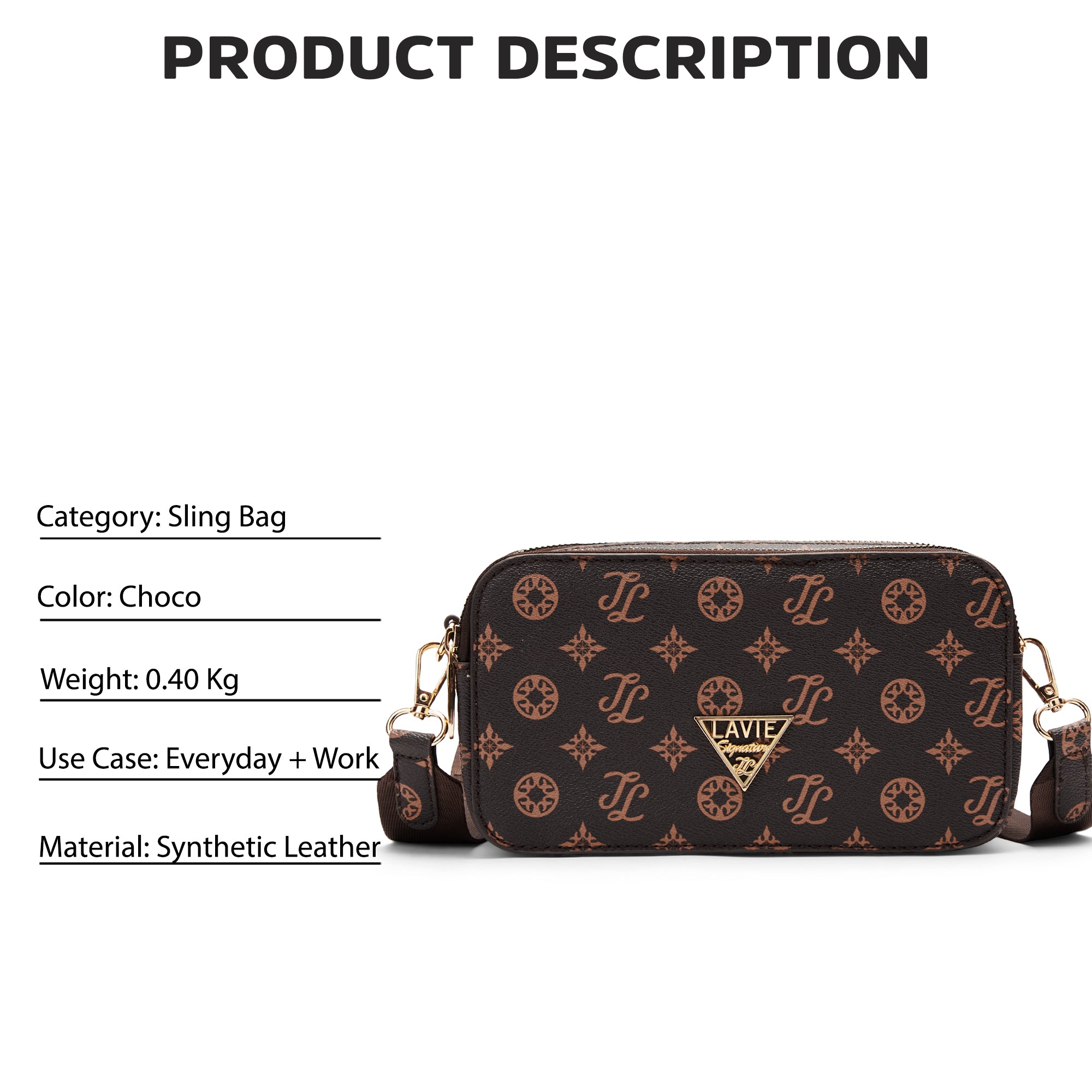 Lavie Signature Hawaii Small Choco Womens Sling Bag