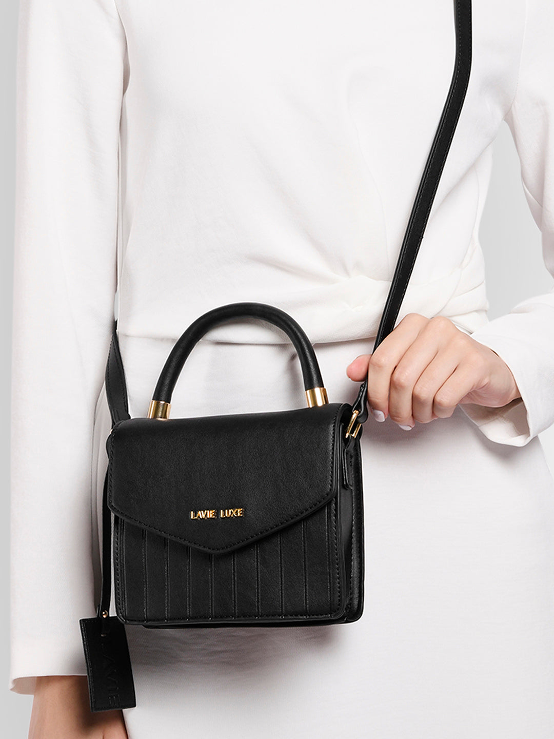 Lavie Luxe Aura Black Small Women's Flap Sling