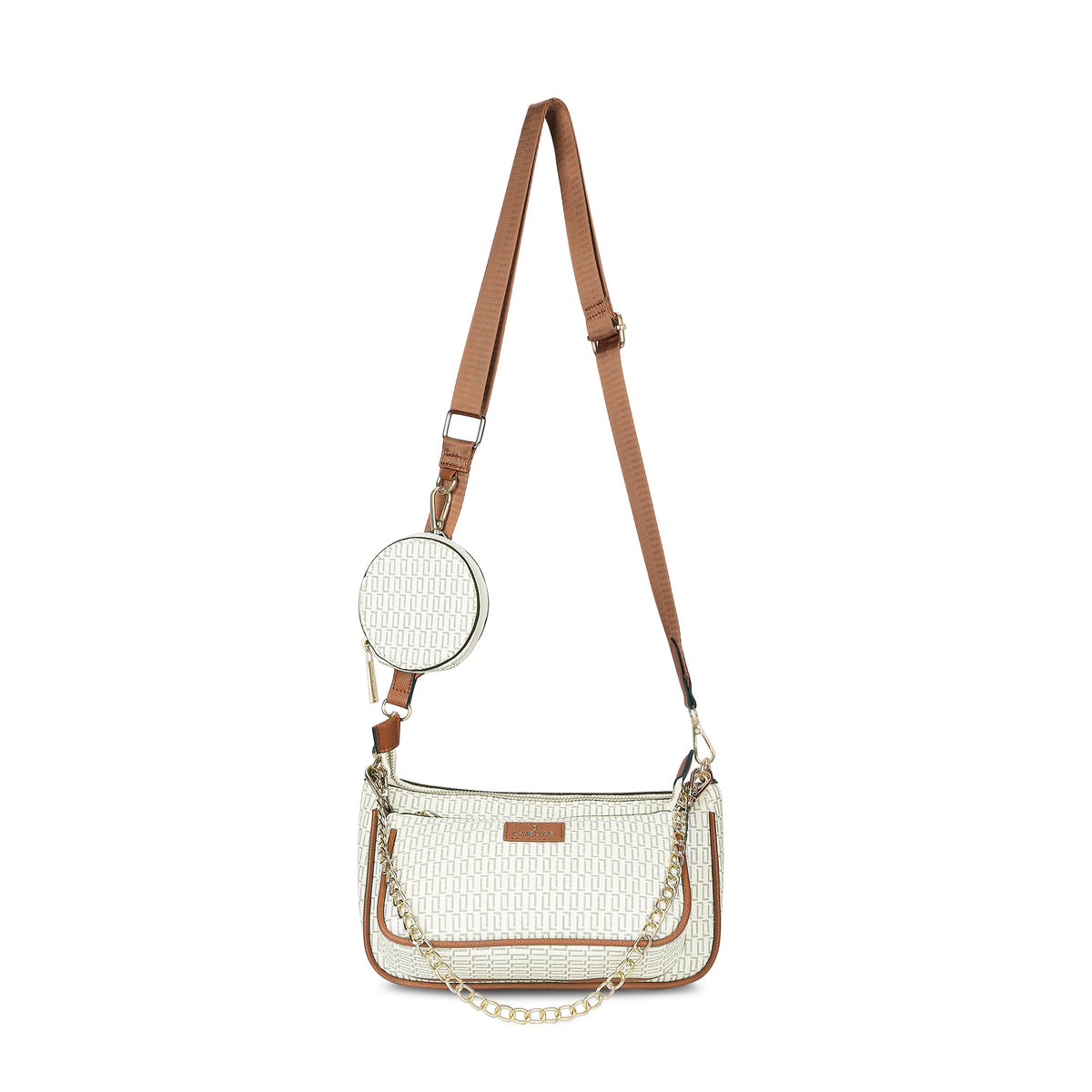 Lavie Luxe Monogram Chunk 3pc Off White Small Women's Sling