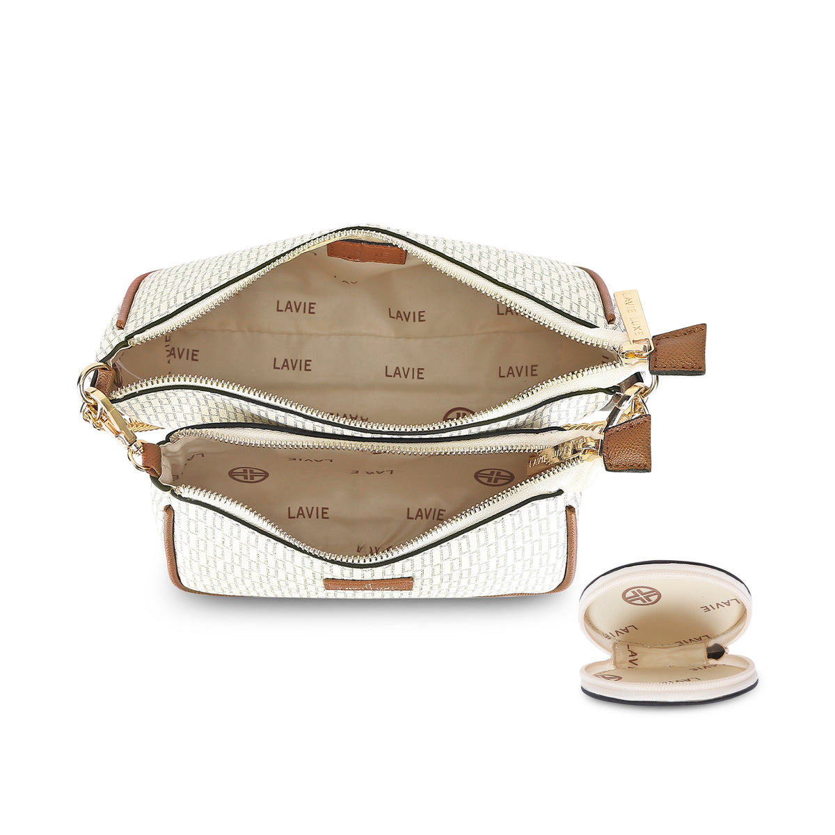 Lavie Luxe Monogram Chunk 3pc Off White Small Women's Sling