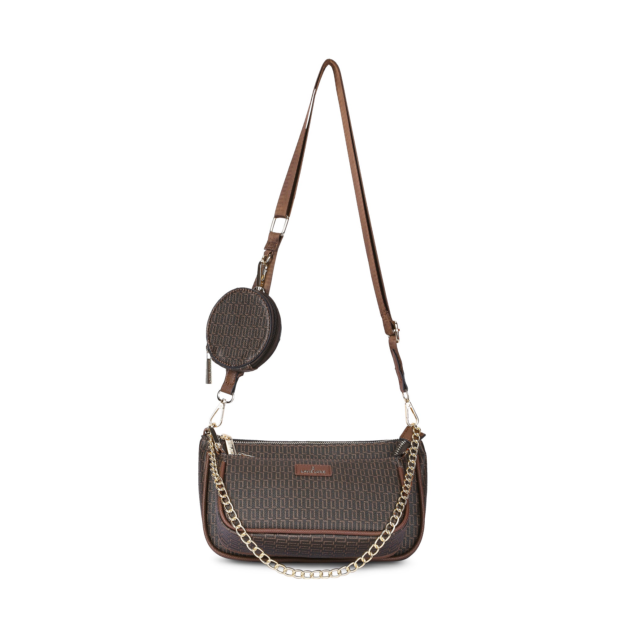Lavie Luxe Monogram Chunk 3pc Choco Small Women's Sling