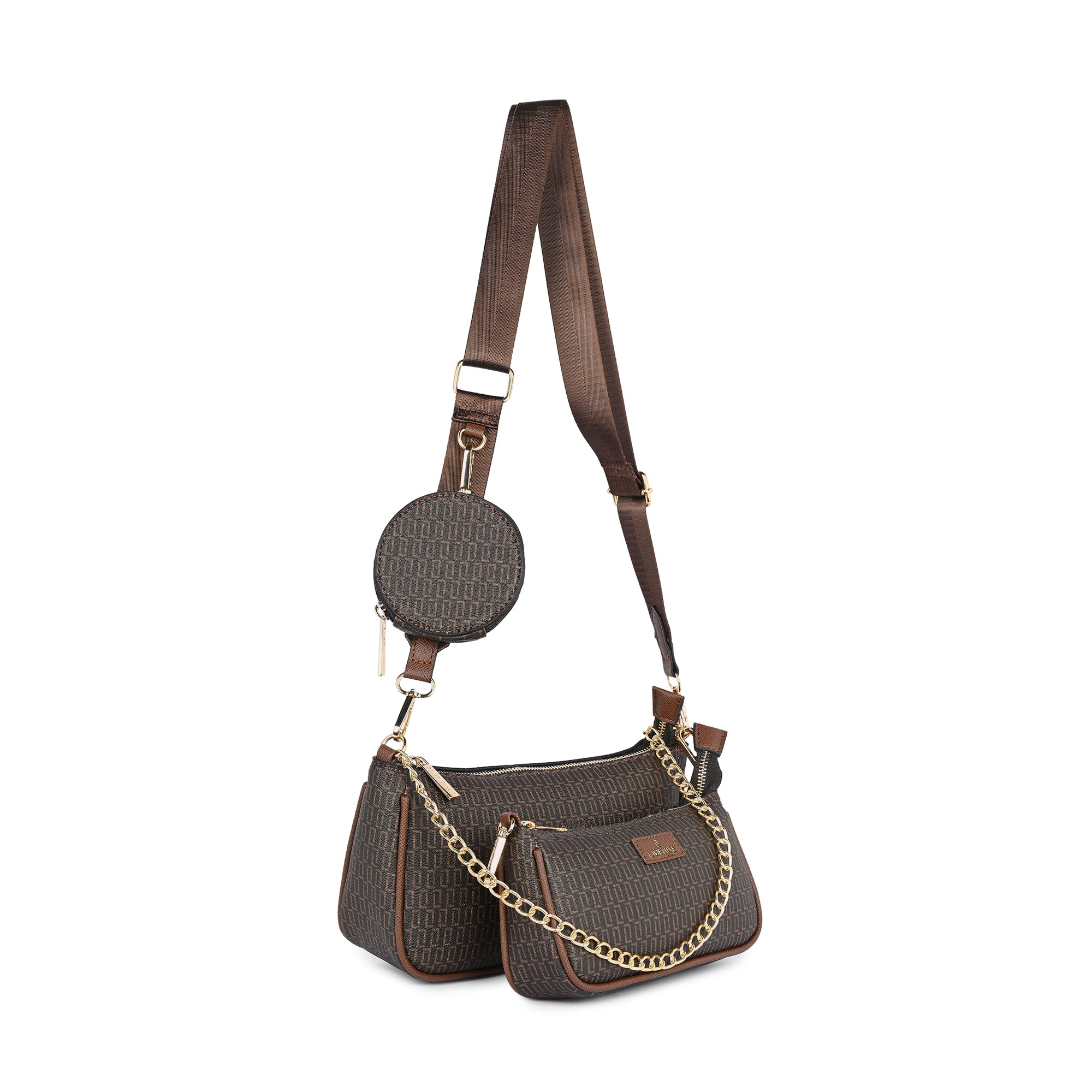 Lavie Luxe Monogram Chunk 3pc Choco Small Women's Sling