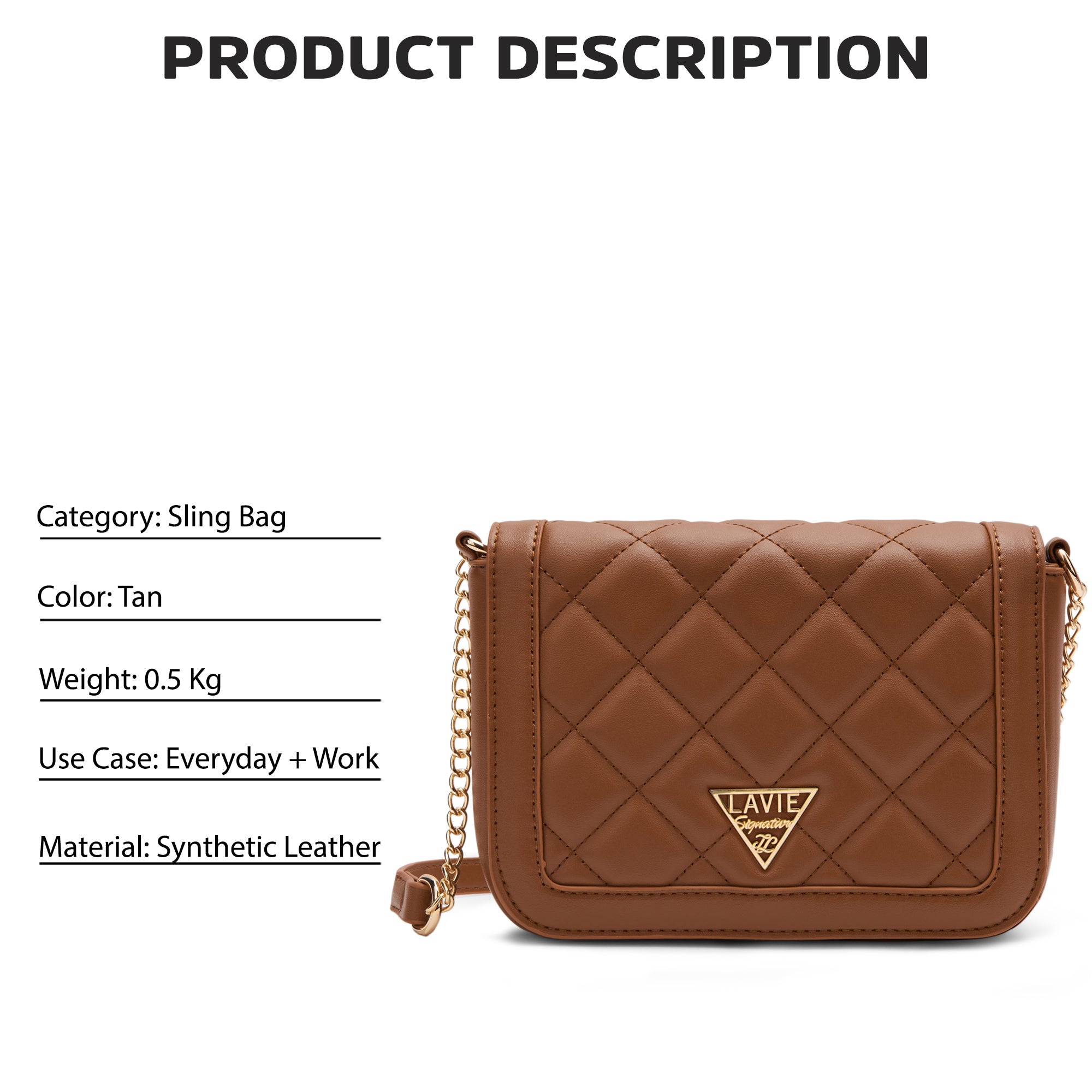 Lavie Signature Atlanta Small Tan Womens Sling Bag