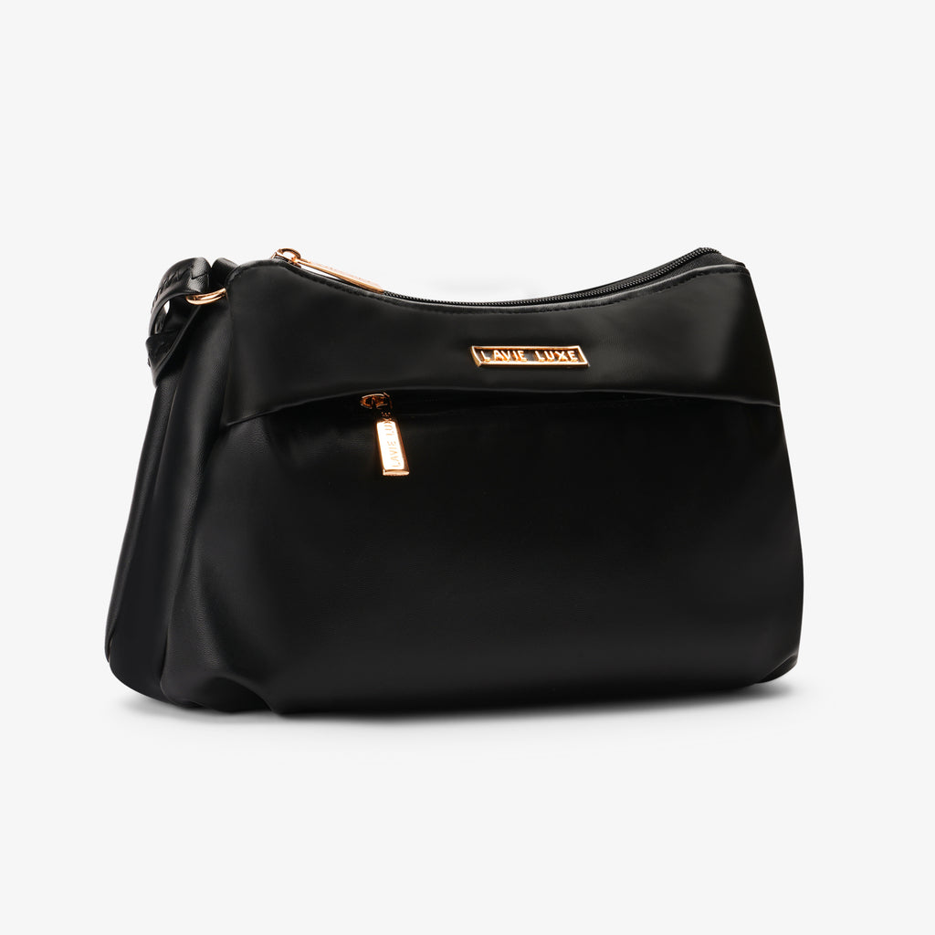Lavie Luxe Rose Black Medium Women's 3 Compartment sling