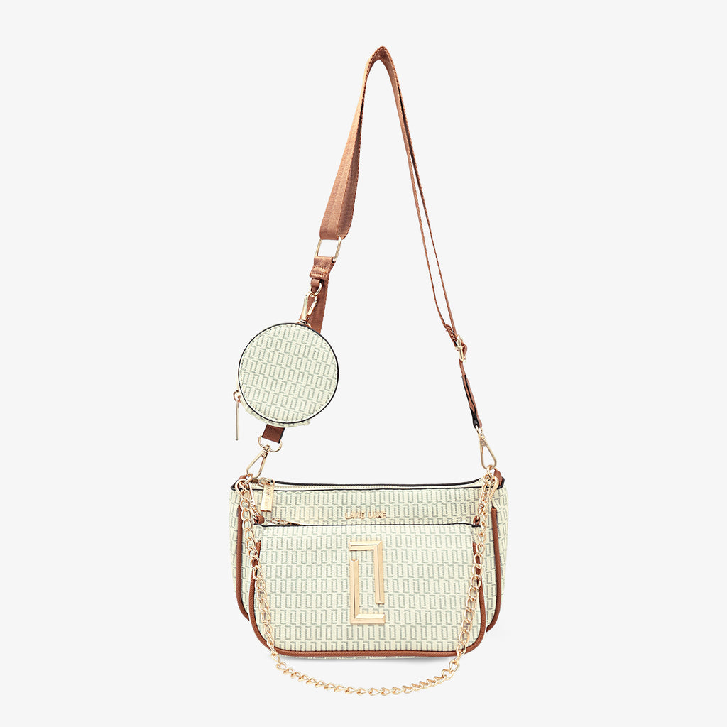 Lavie Luxe Monogram Chunk24 3Pc Off White Small Women's Sling