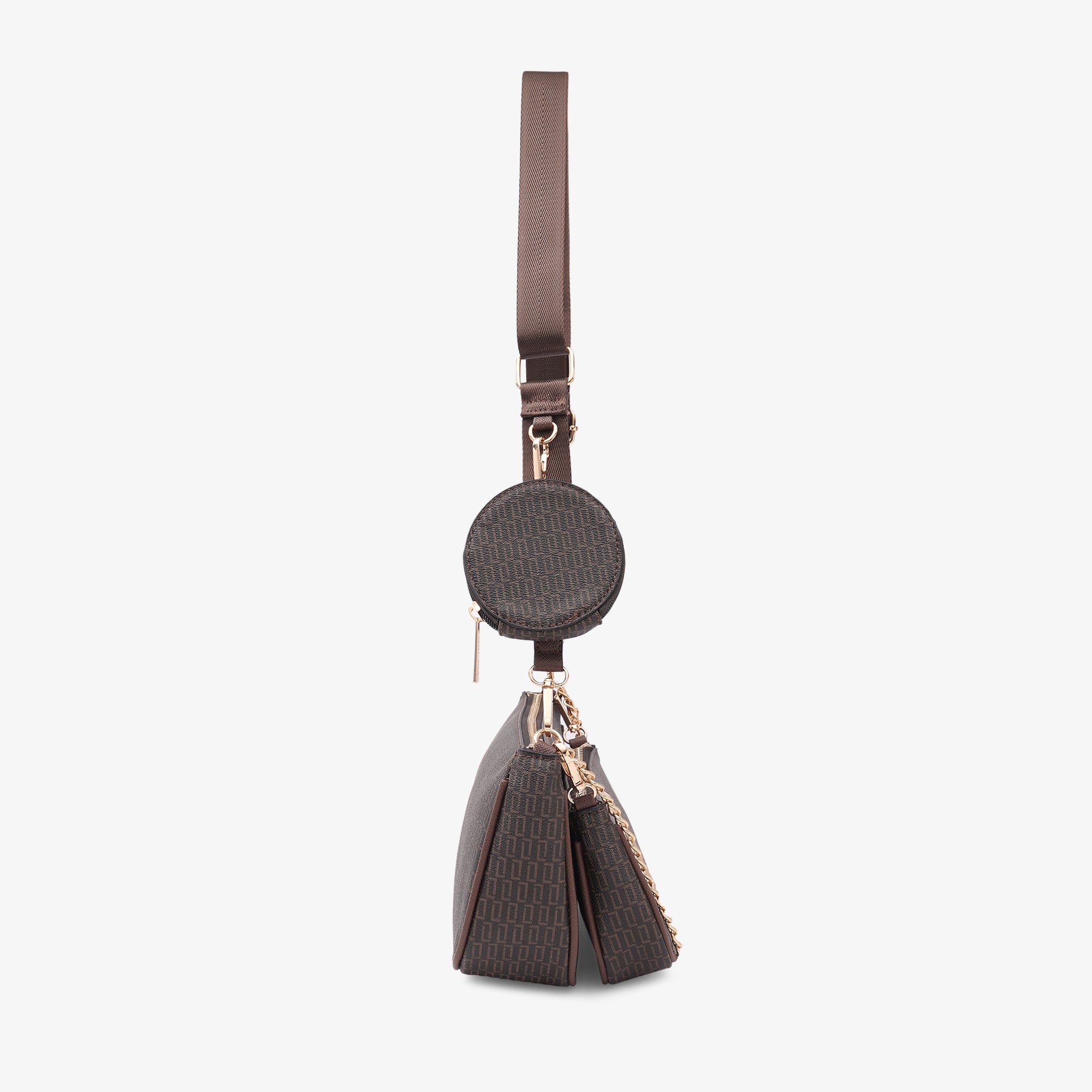 Lavie Luxe Monogram Chunk24 3Pc Choco Small Women's Sling