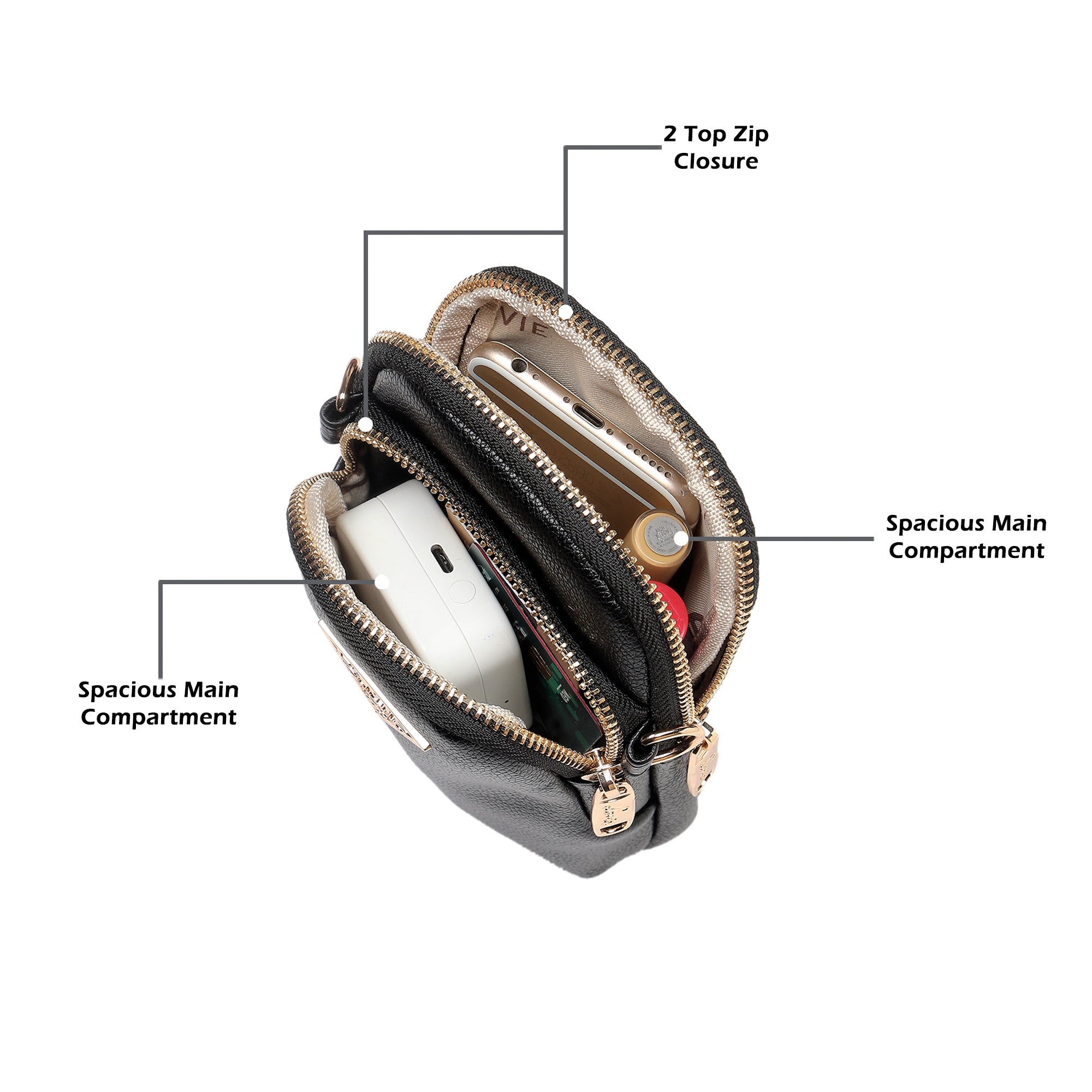 Indiana Vertical 2 Compartments Small Sling Bag