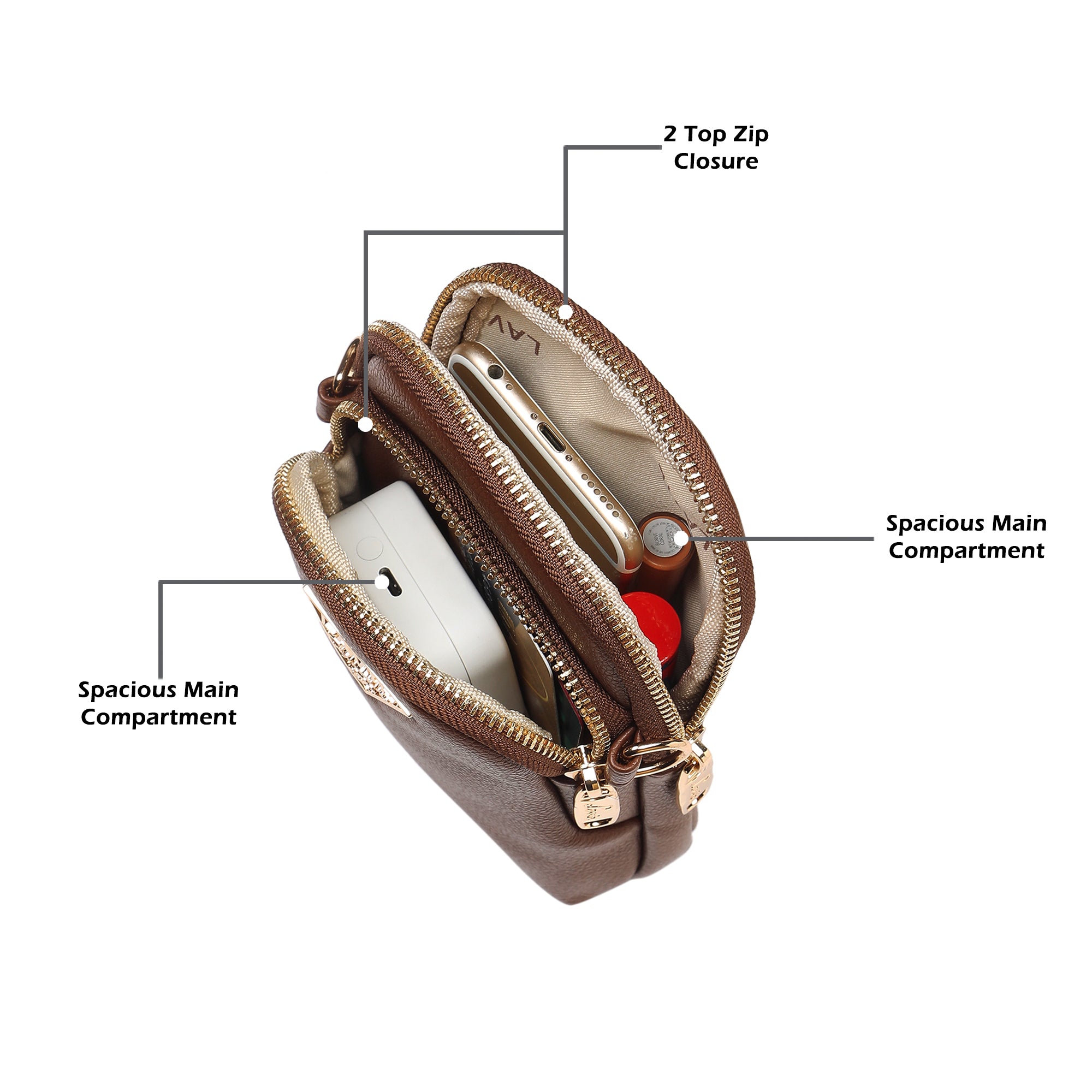 Indiana Vertical 2 Compartments Small Sling Bag