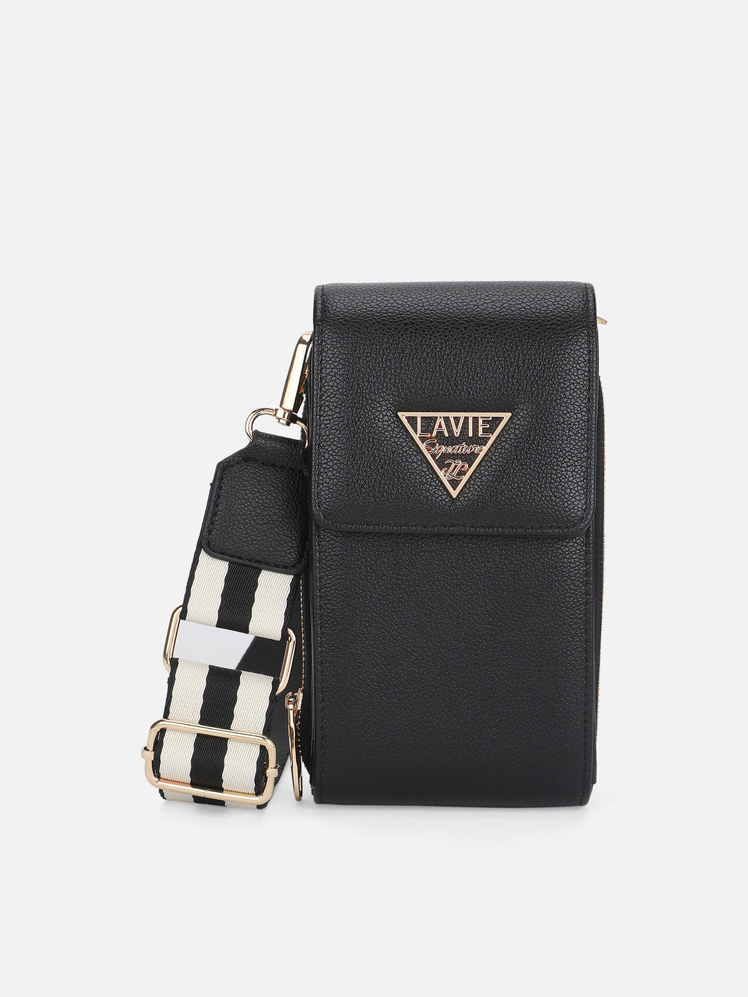 Idaho Vertical 3 Compartments Small Black Sling Bag