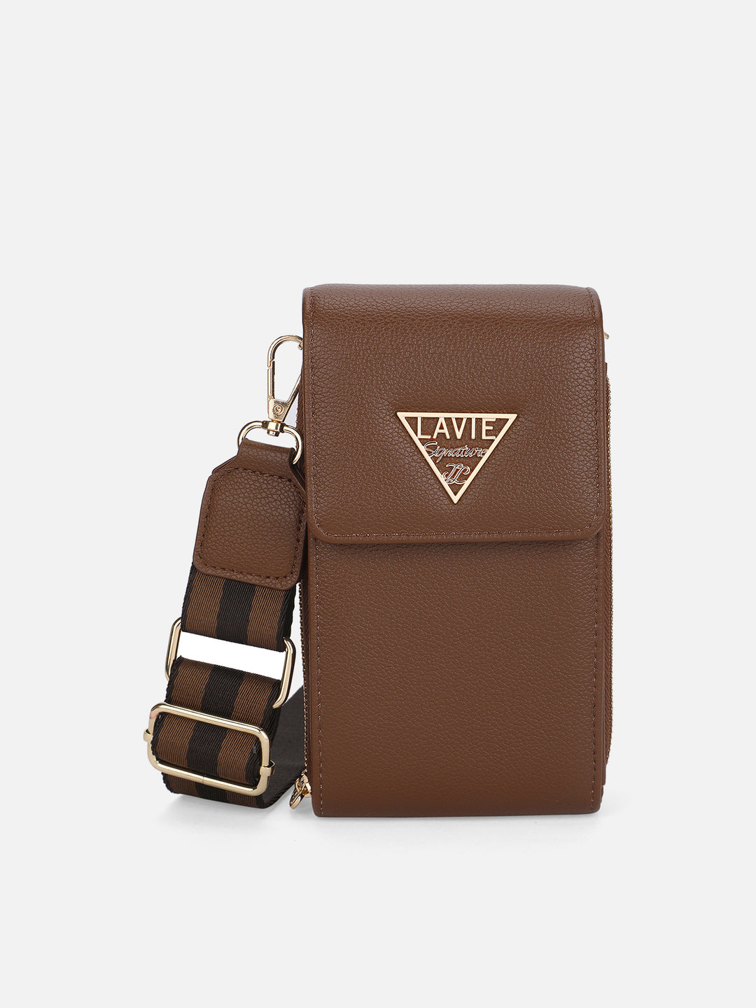 Idaho Vertical 3 Compartments Small Tan Sling Bag