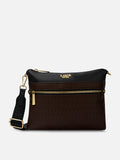 Mono Quick Top Zip Small Black & Choco Sling Bag