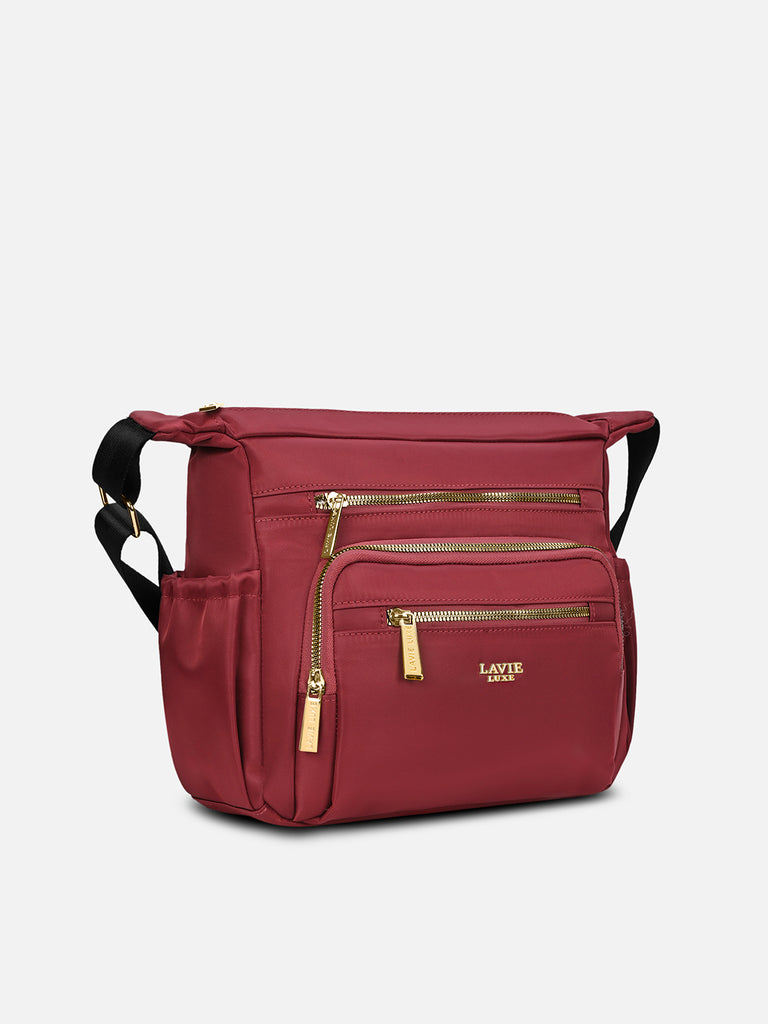 Zylo 7 Compartment Large Sling Bag Maroon