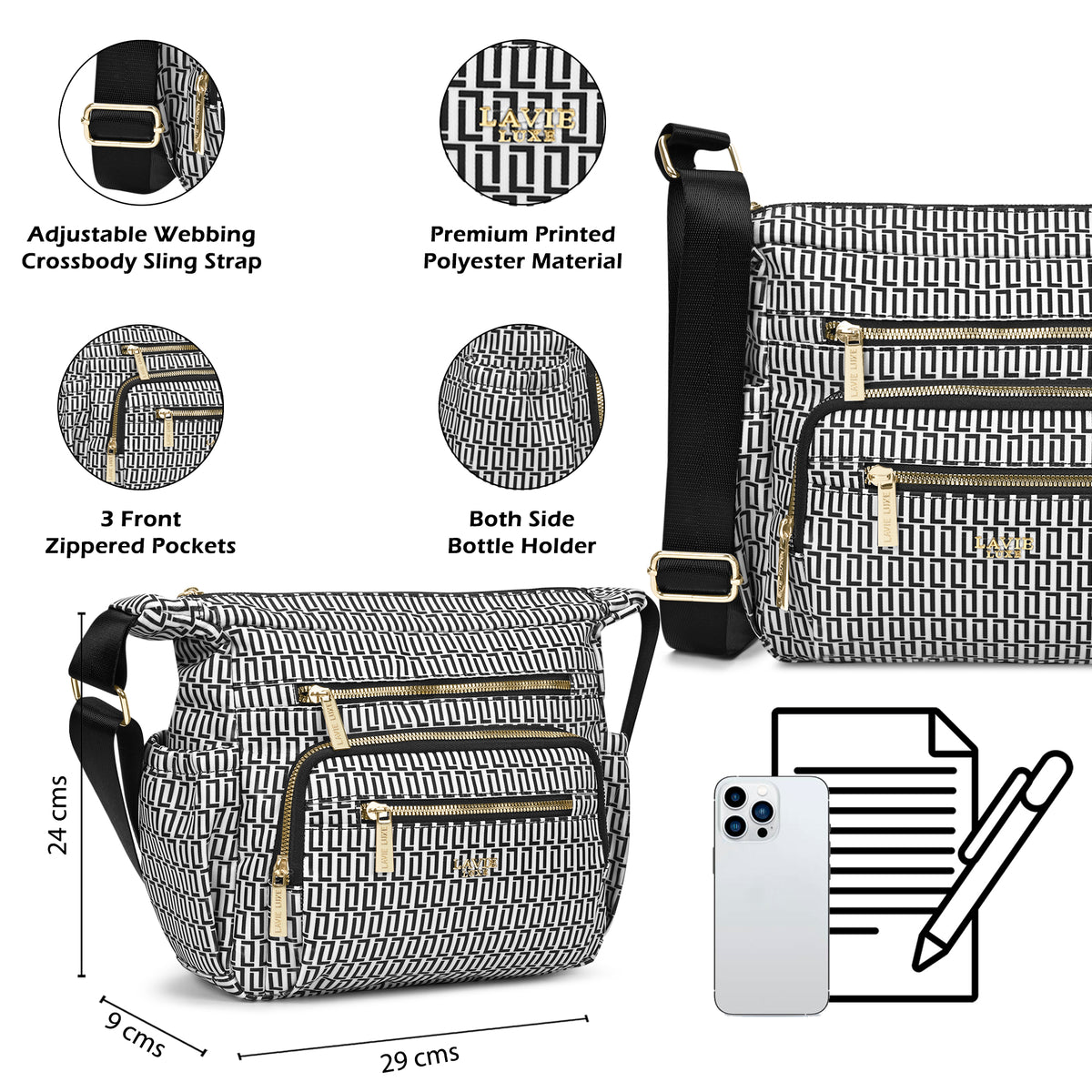 Monogram Zylo 7-Compartment Large Black Sling Bag