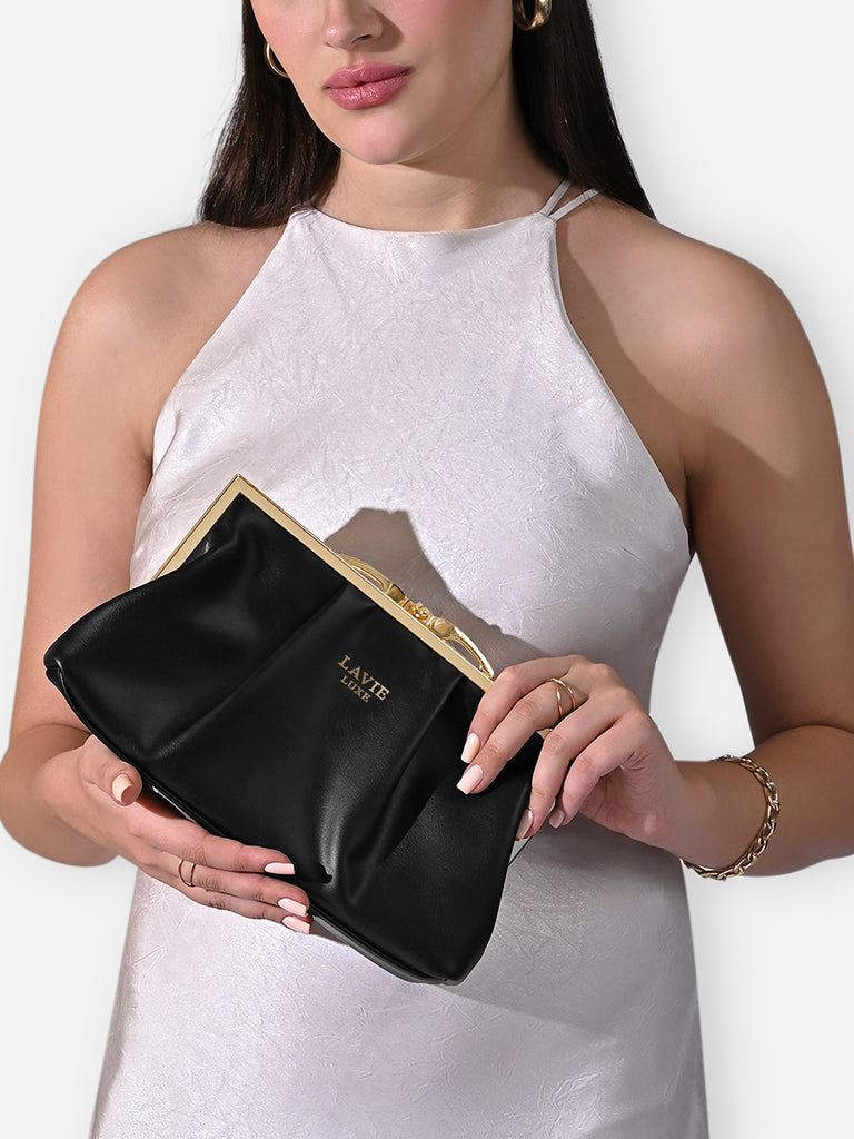 Pleato 2-Compartment Frame Medium Sling Bag Black