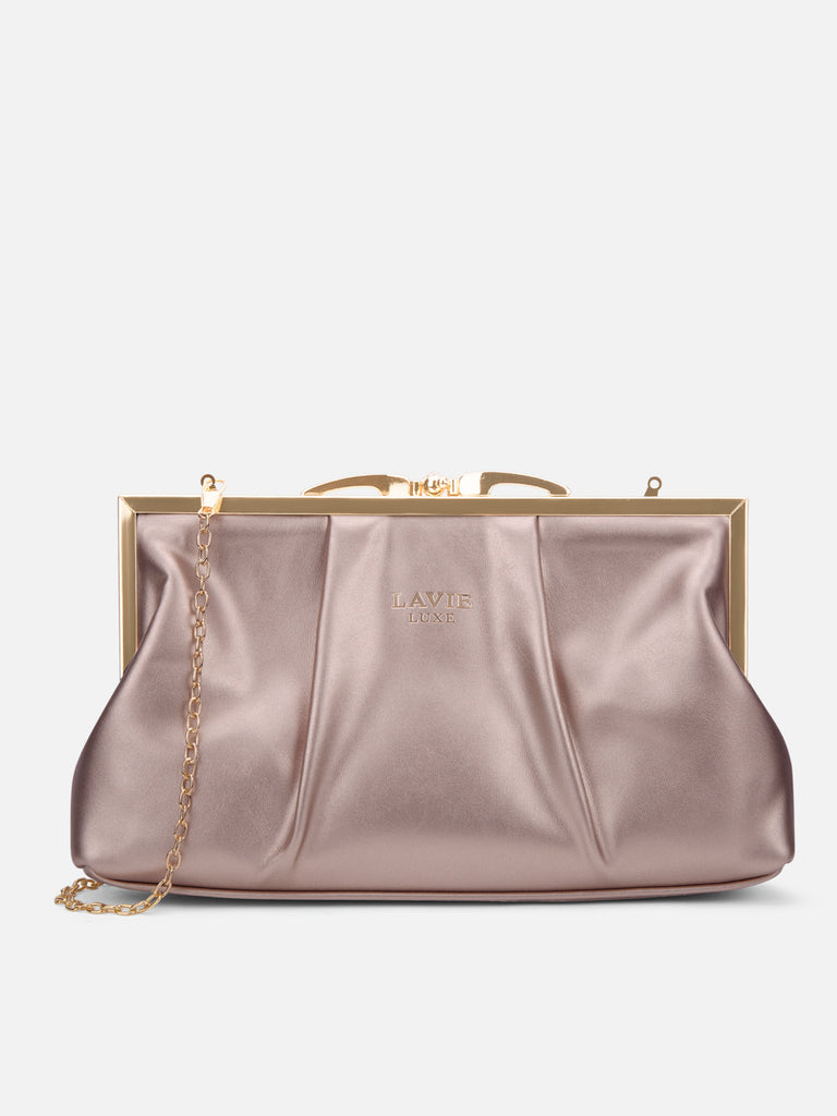 Pleato 2-Compartment Frame Medium Sling Bag Rose Gold