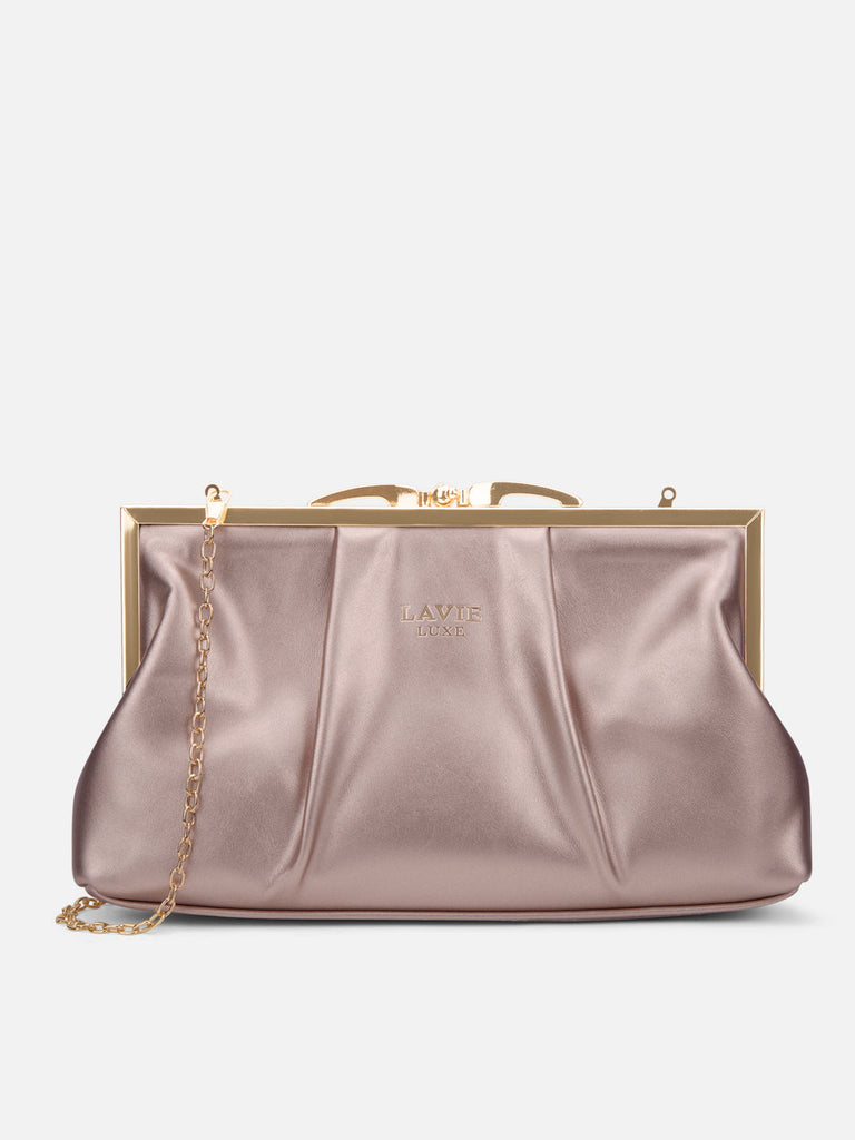 Pleato 2-Compartment Frame Medium Sling Bag Rose Gold