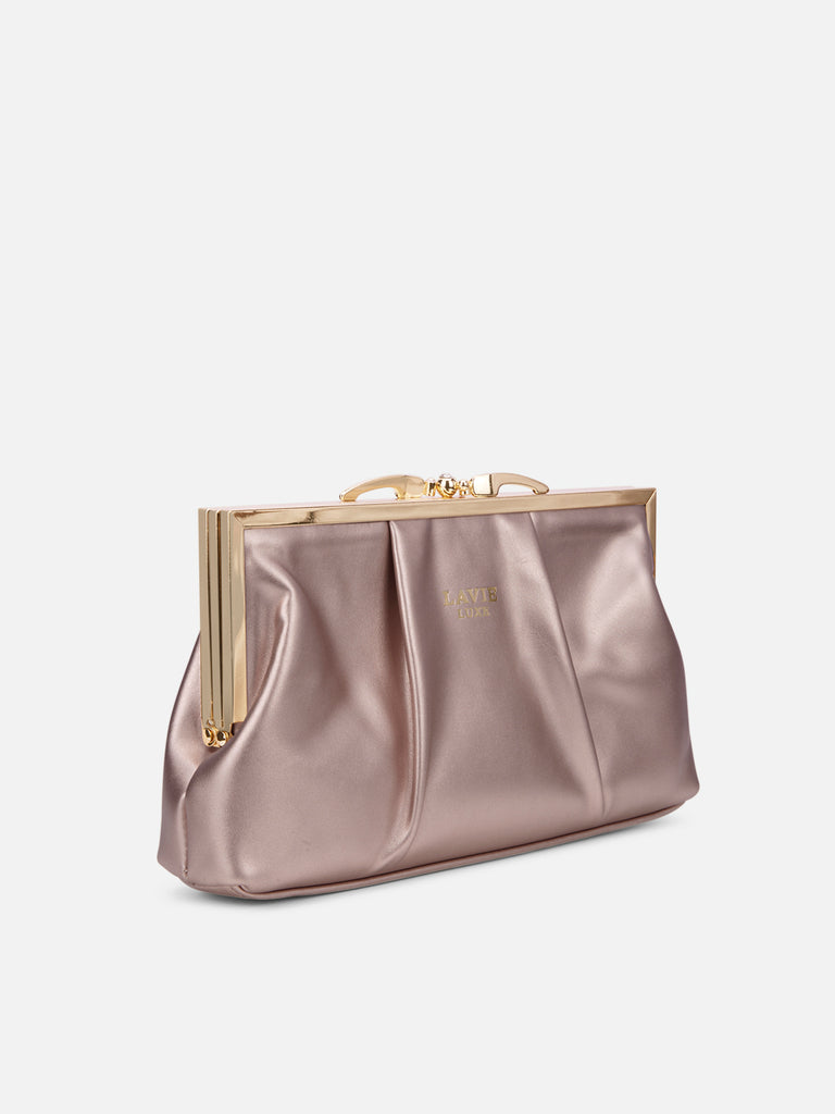 Pleato 2-Compartment Frame Medium Sling Bag Rose Gold