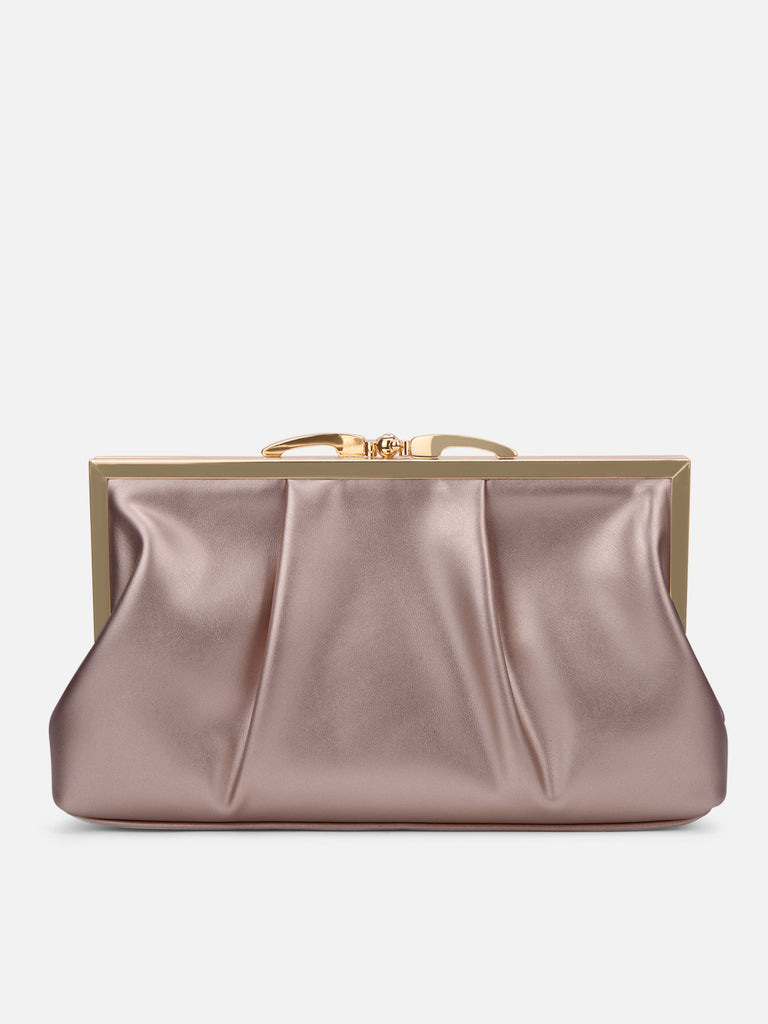 Pleato 2-Compartment Frame Medium Sling Bag Rose Gold