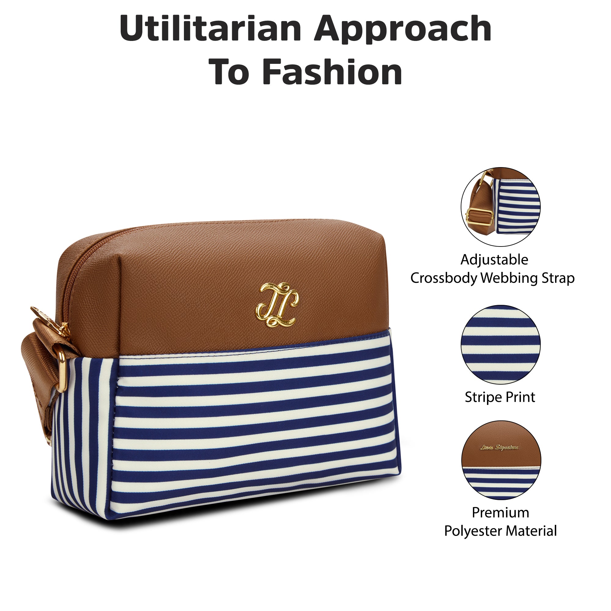Stripe Moines 'S Ladies Handbag Navy