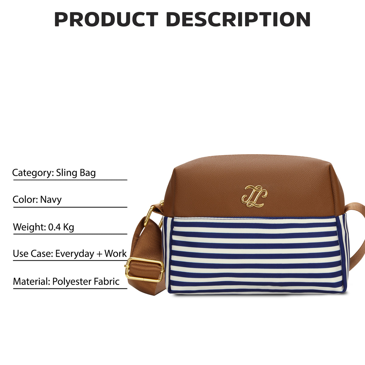 Stripe Moines 'S Ladies Handbag Navy