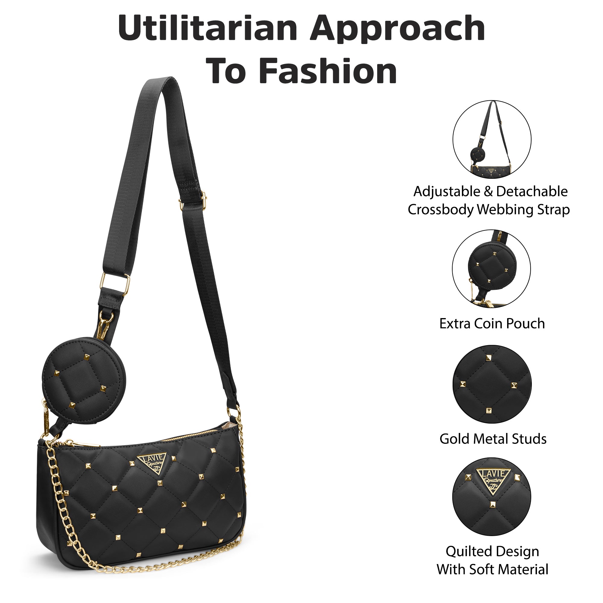 Stud Knox 2 Compartment Small Sling Bag