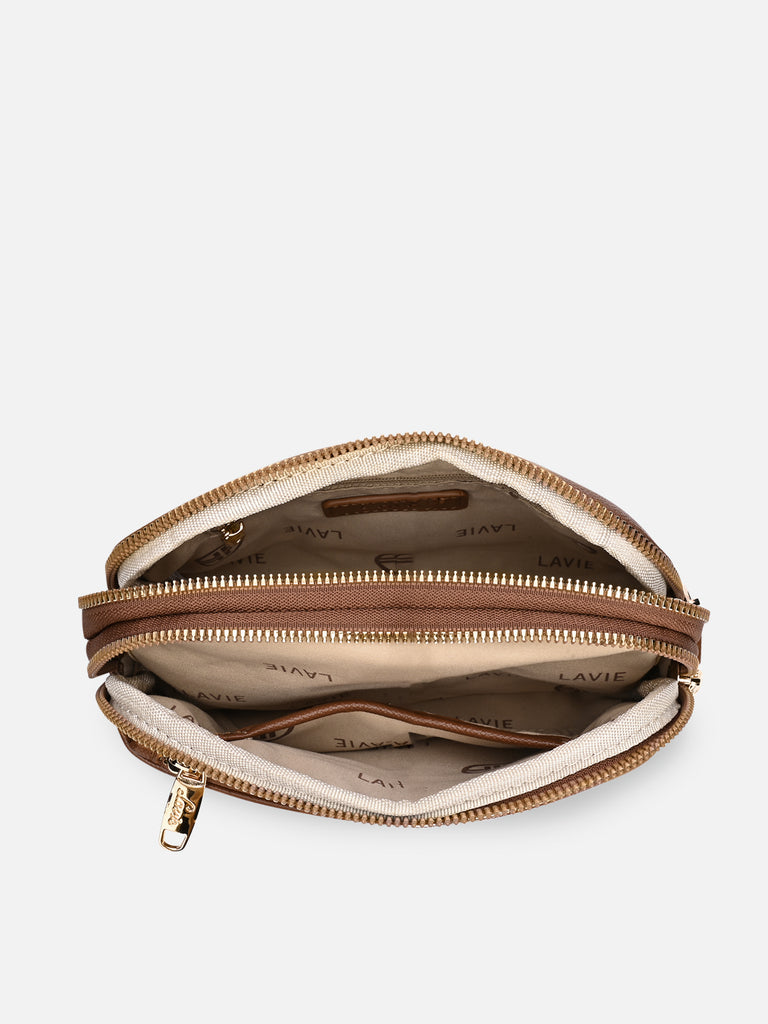 Cape 3 Compartment Small Sling Bag Tan