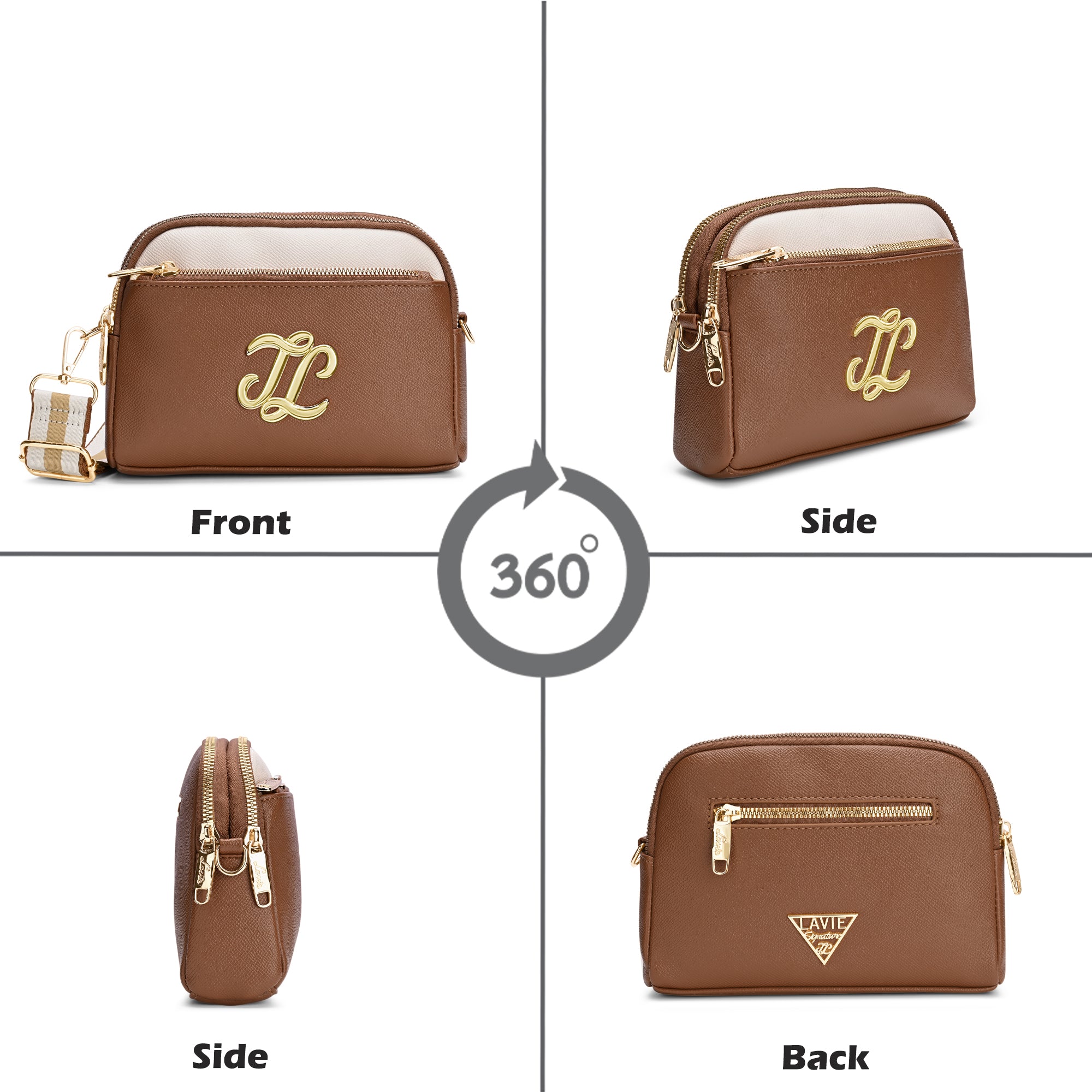 Cape 3 Compartment Small Sling Bag Tan
