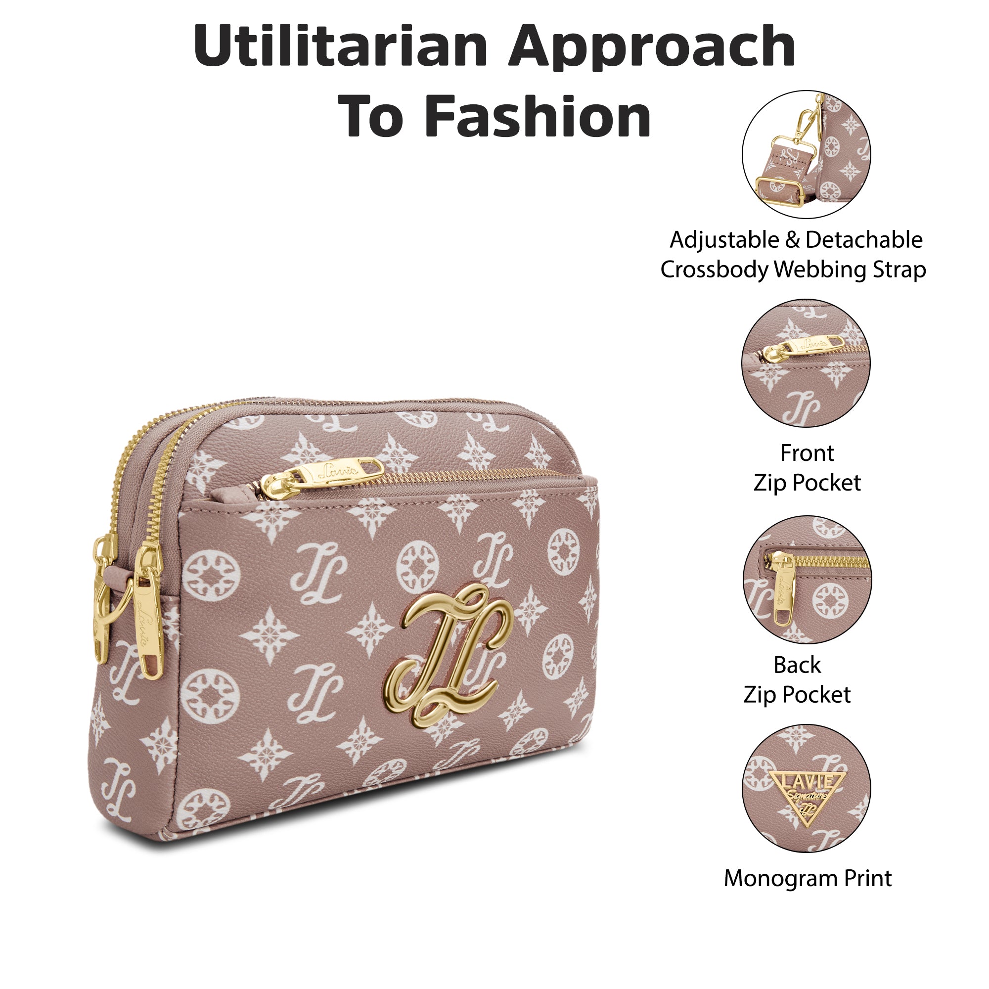 Cape 3 Compartment Sling Bag Pink