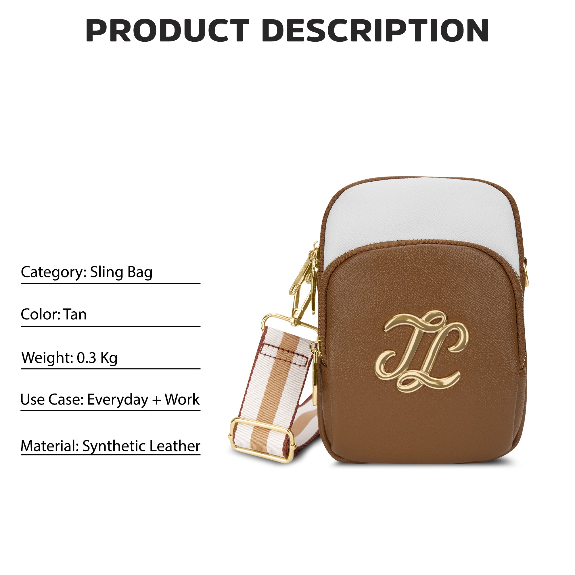 Colourblock Berkly 3 Compartment Sling Bag Tan