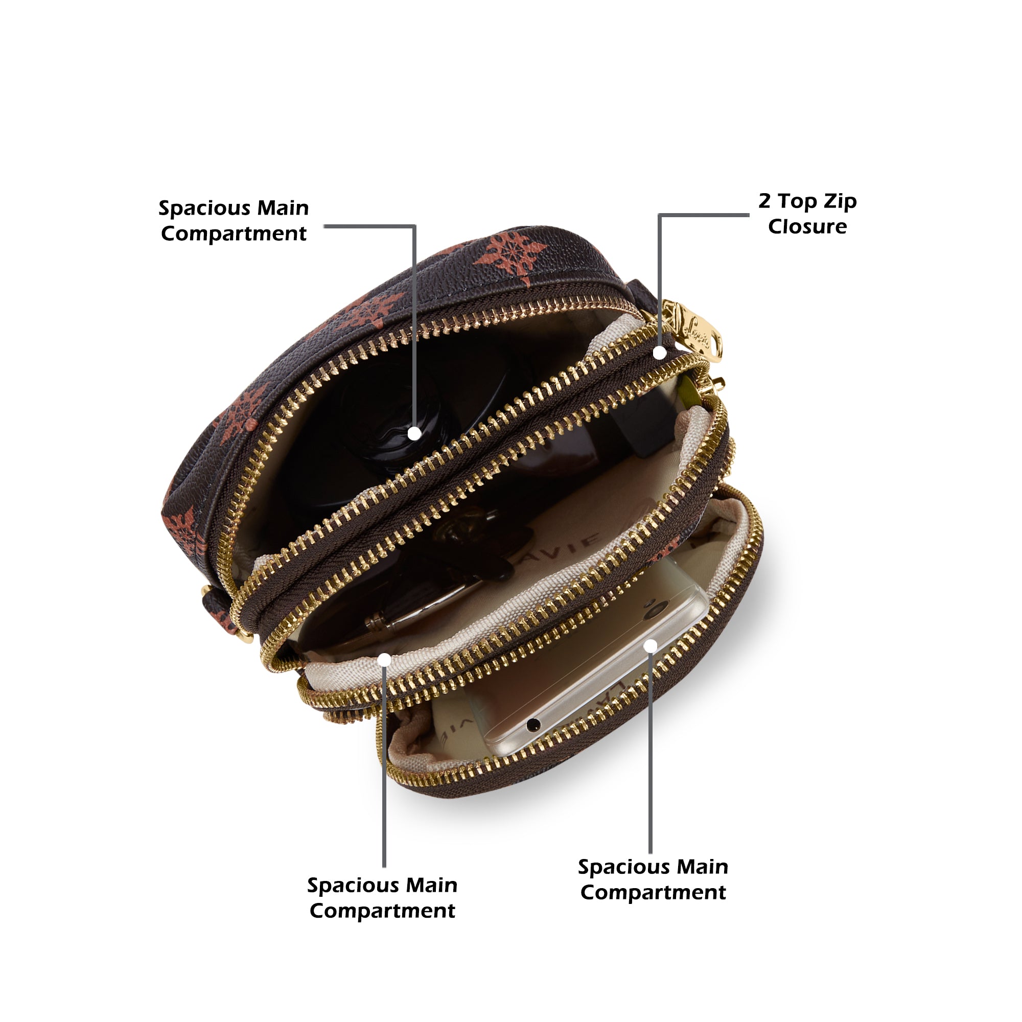 Colourblock Berkly 3 Compartment Sling Bag Choco