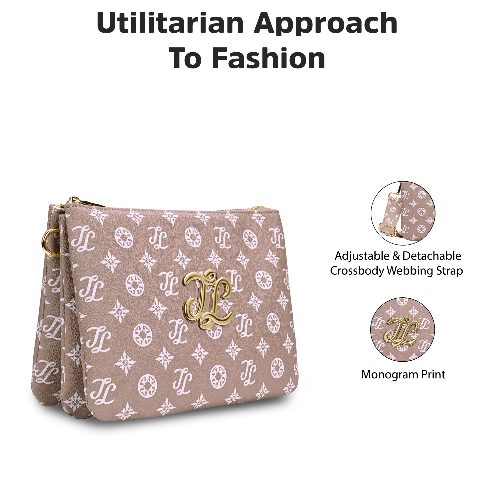 Mono Oak 5 Compartment Sling Bag Pink