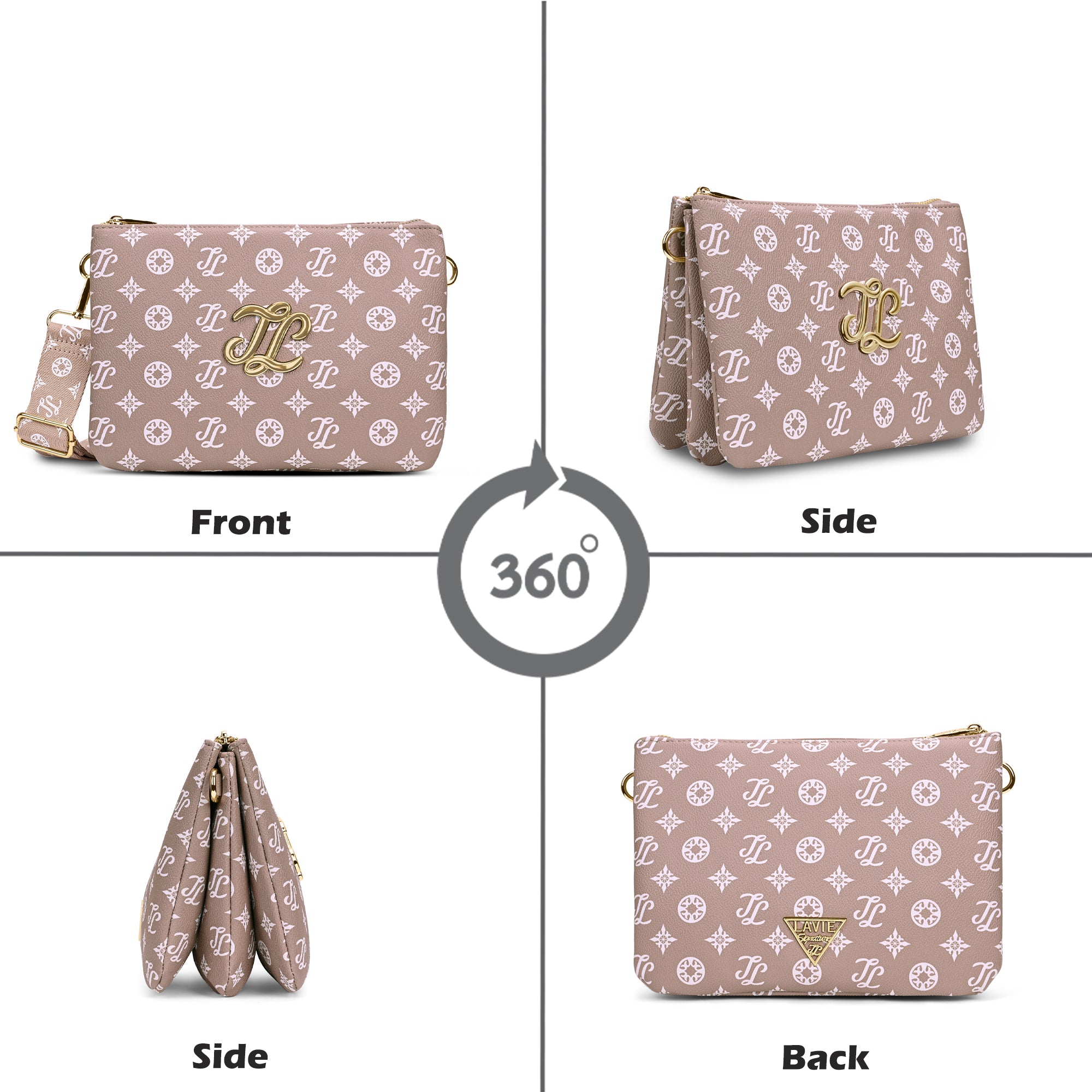Mono Oak 5 Compartment Sling Bag Pink