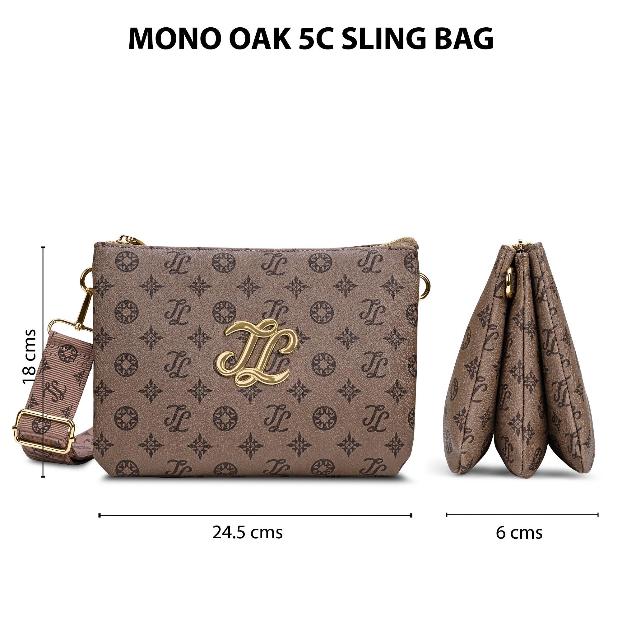 Mono Oak 5 Compartment Sling Bag Coffee