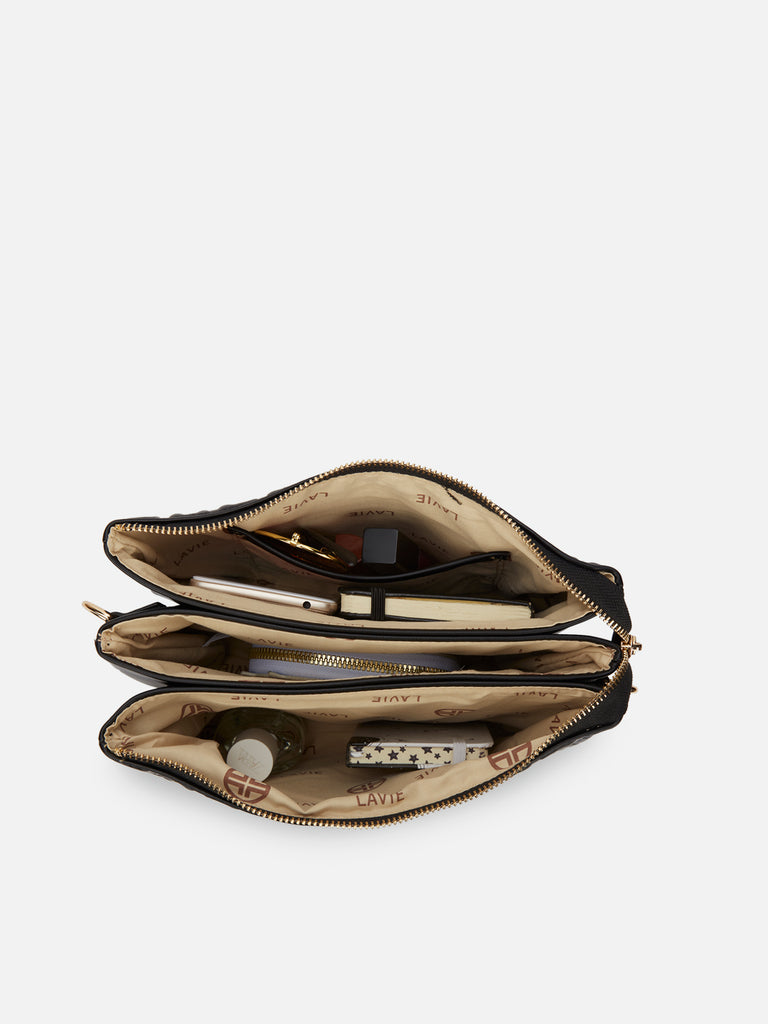 Emilan 5 Compartment Medium Sling Bag Black