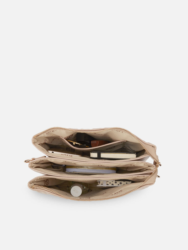 Emilan 5 Compartment Medium Sling Bag Beige