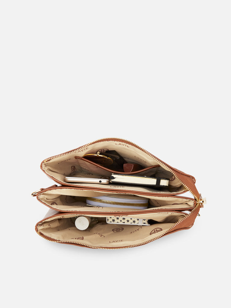 Emilan 5 Compartment Medium Sling Bag Tan