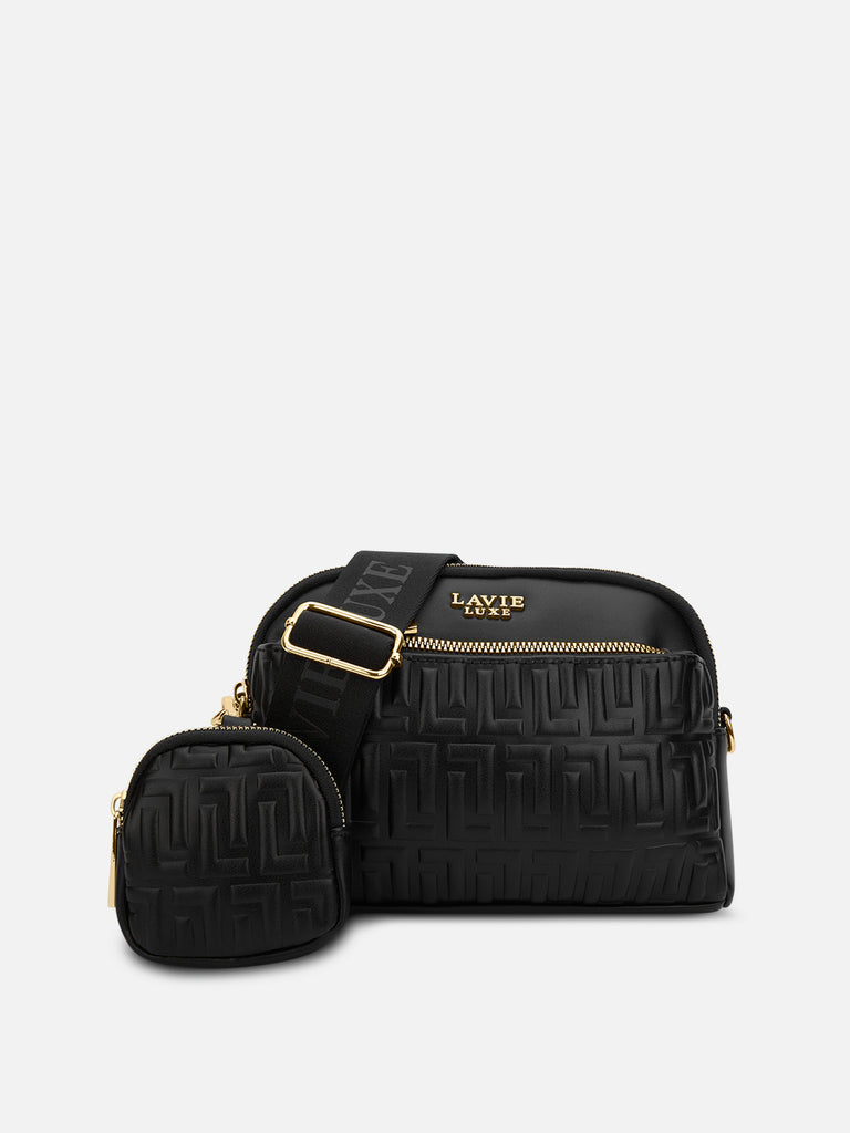 Emhemi 3 Compartment Medium Sling Bag Black