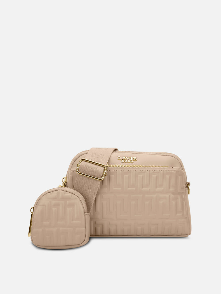 Emhemi 3 Compartment Medium Sling Bag Beige