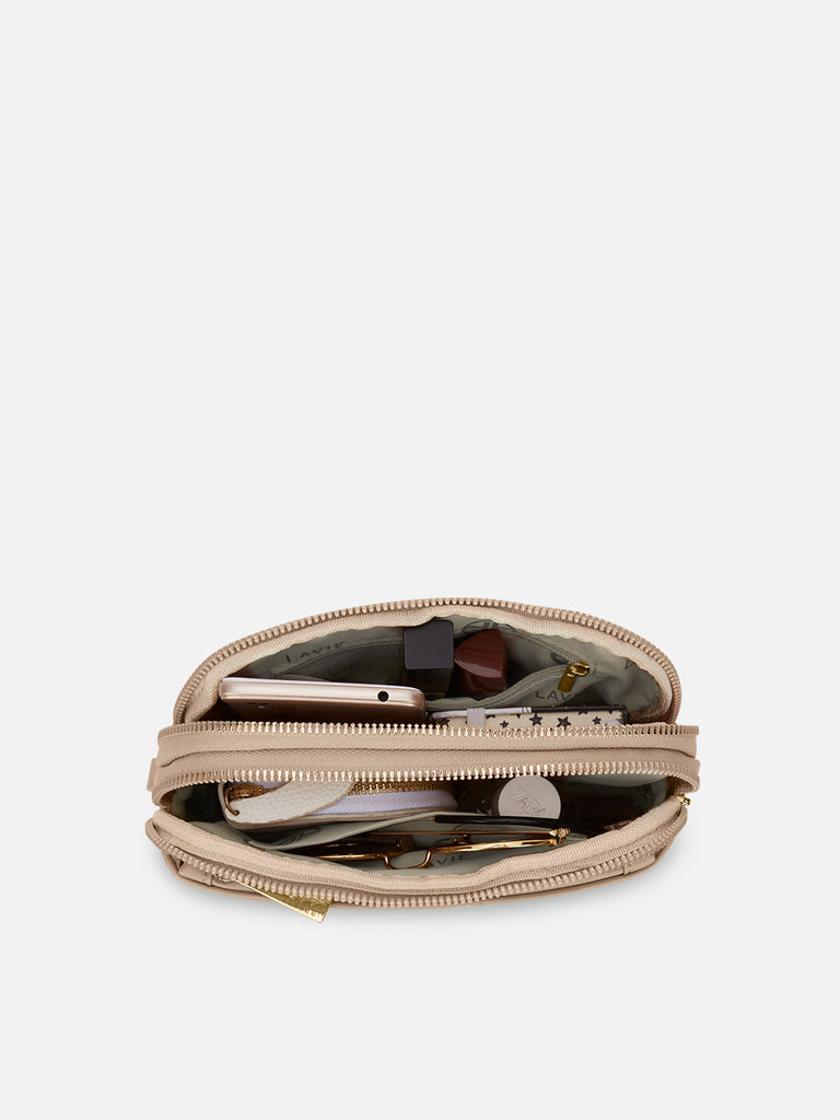 Emhemi 3 Compartment Medium Sling Bag Beige