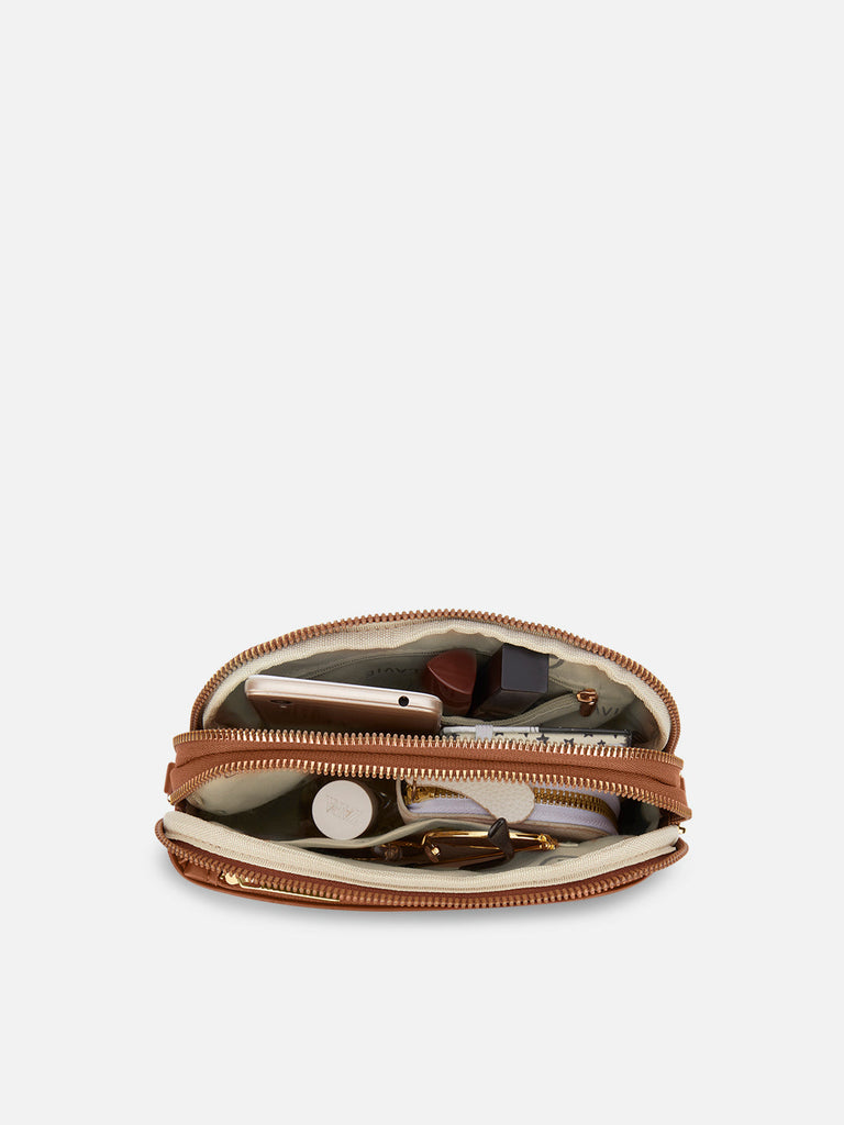 Emhemi 3 Compartment Medium Sling Bag Tan