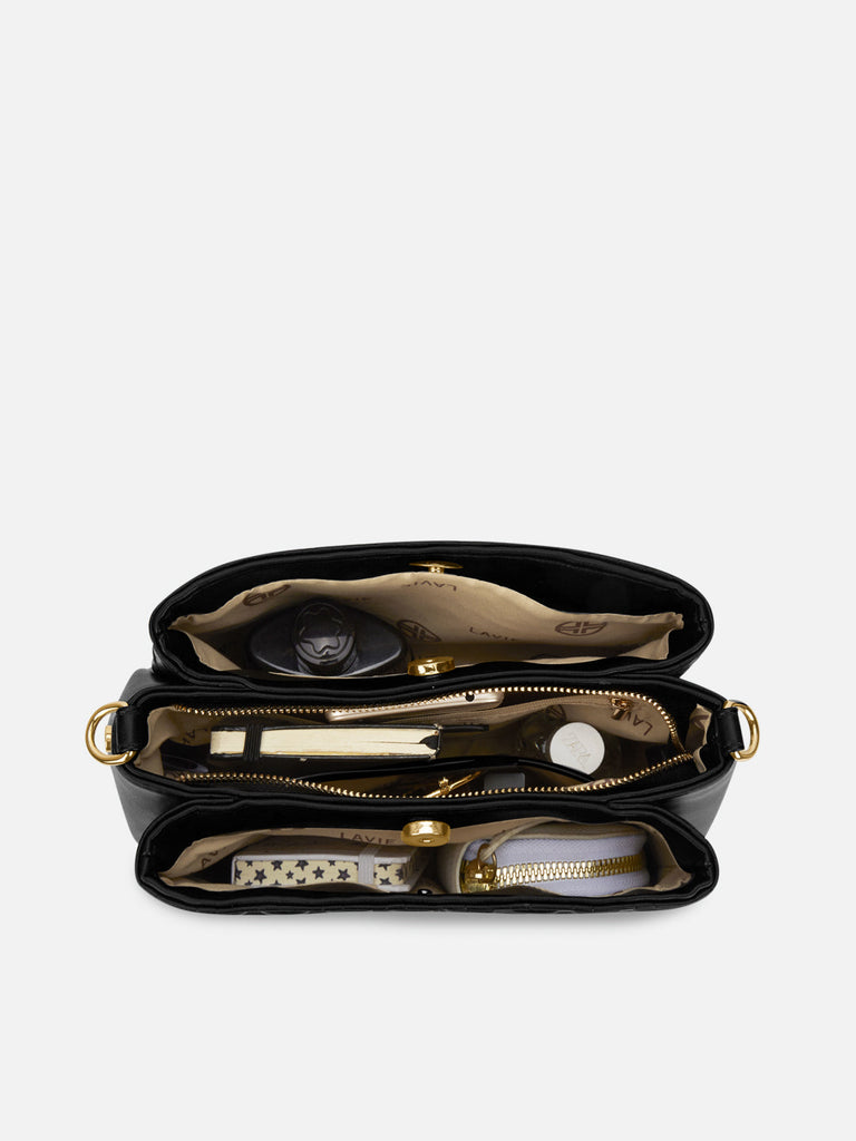 Emjane 3 Compartment Large Sling Bag Black