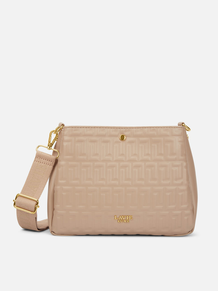 Emjane 3 Compartment Large Sling Bag Beige