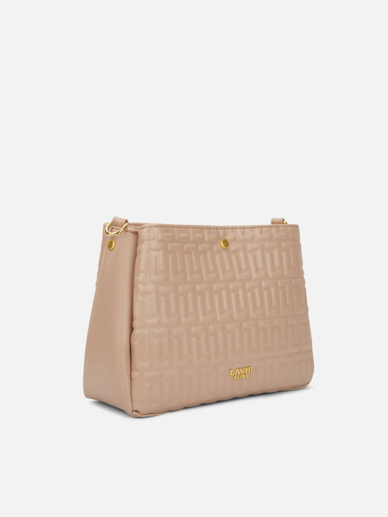 Emjane 3 Compartment Large Sling Bag Beige