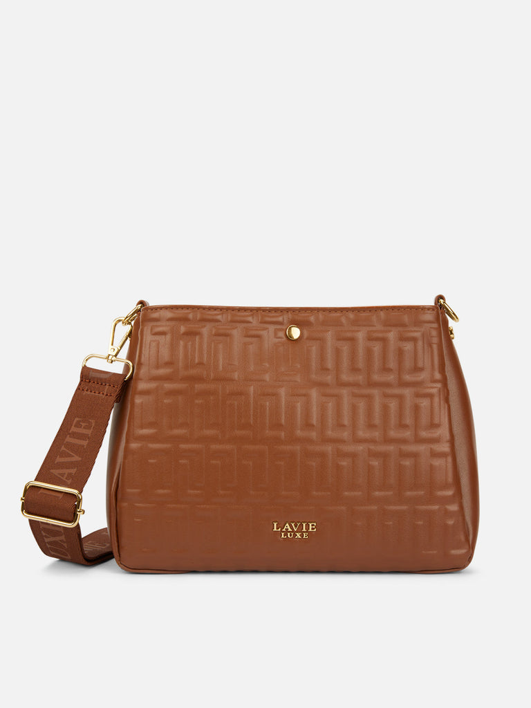 Emjane 3 Compartment Large Sling Bag Tan