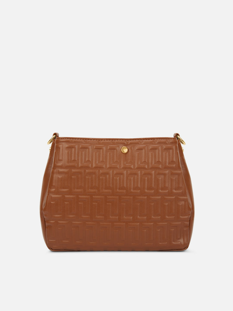 Emjane 3 Compartment Large Sling Bag Tan