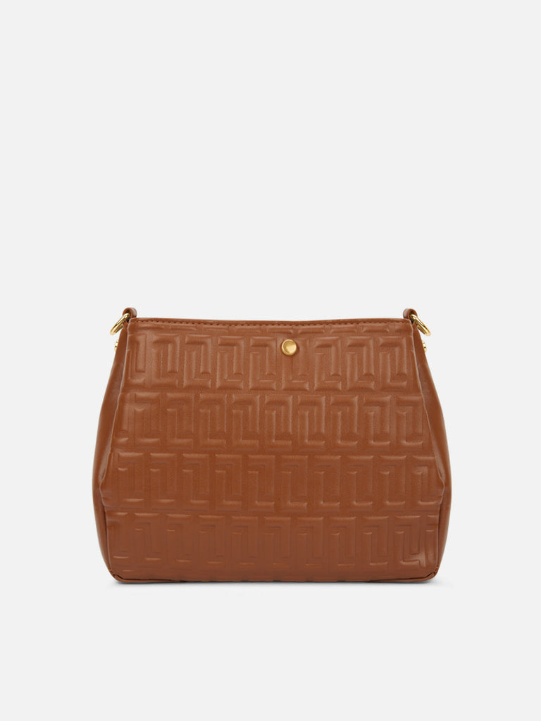 Emjane 3 Compartment Large Sling Bag Tan